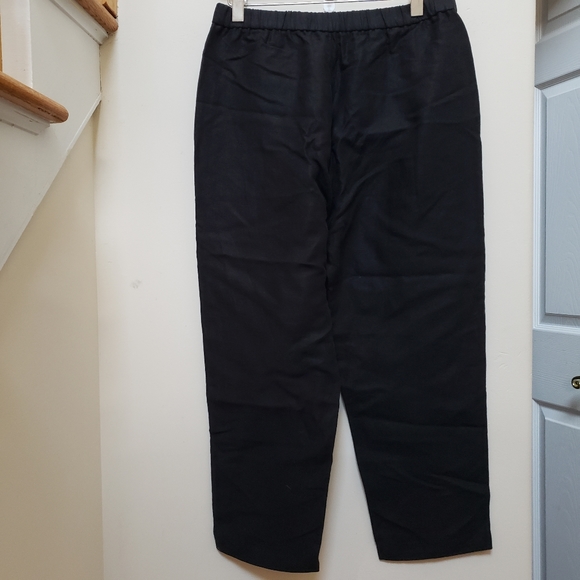 NWT Eileen Fisher Black Tencel Organic Linen Slub Crop Pant See Description - Picture 3 of 11